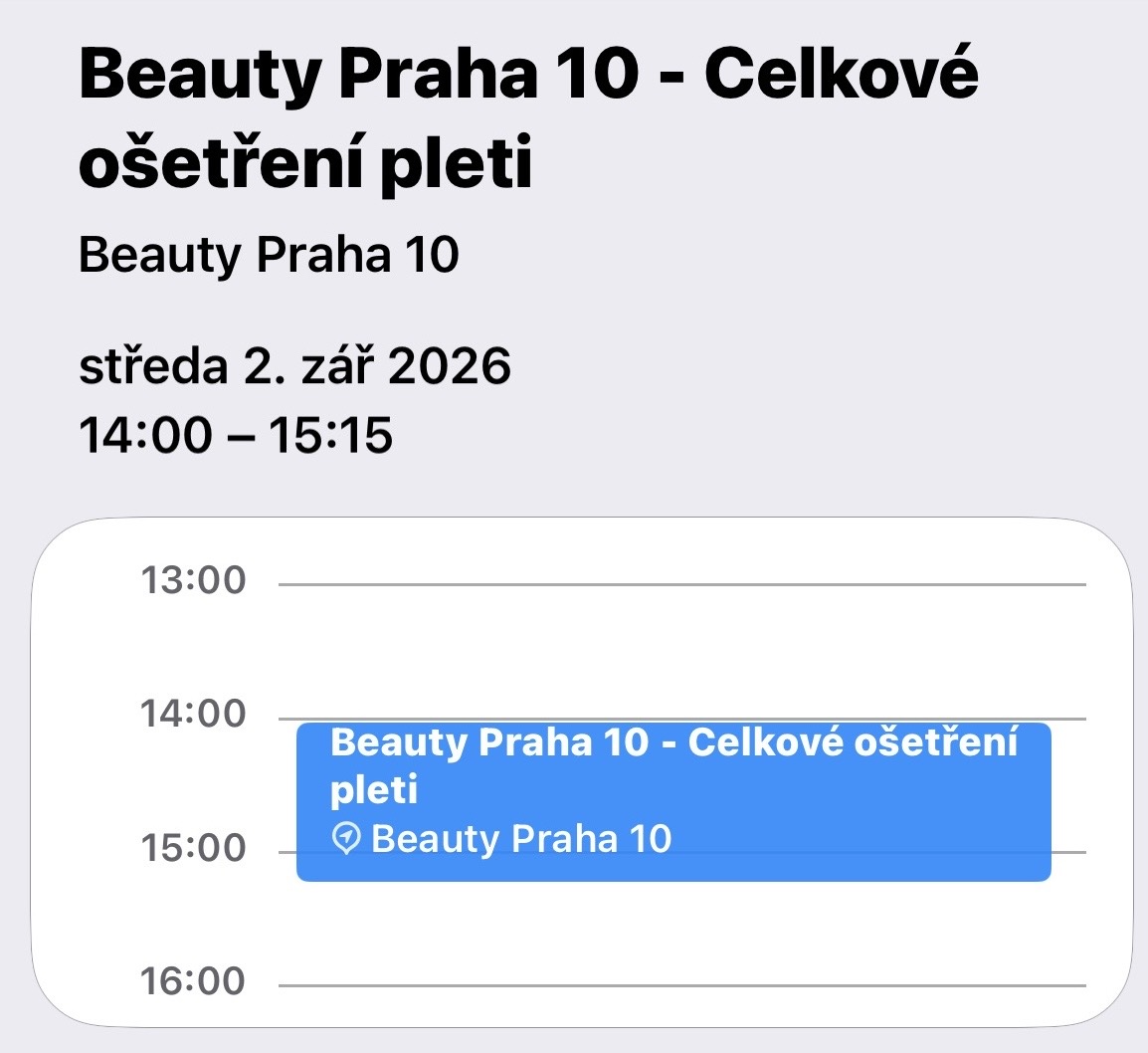 Potvrzená rezervace synchronizovaná v kalendáři telefonu